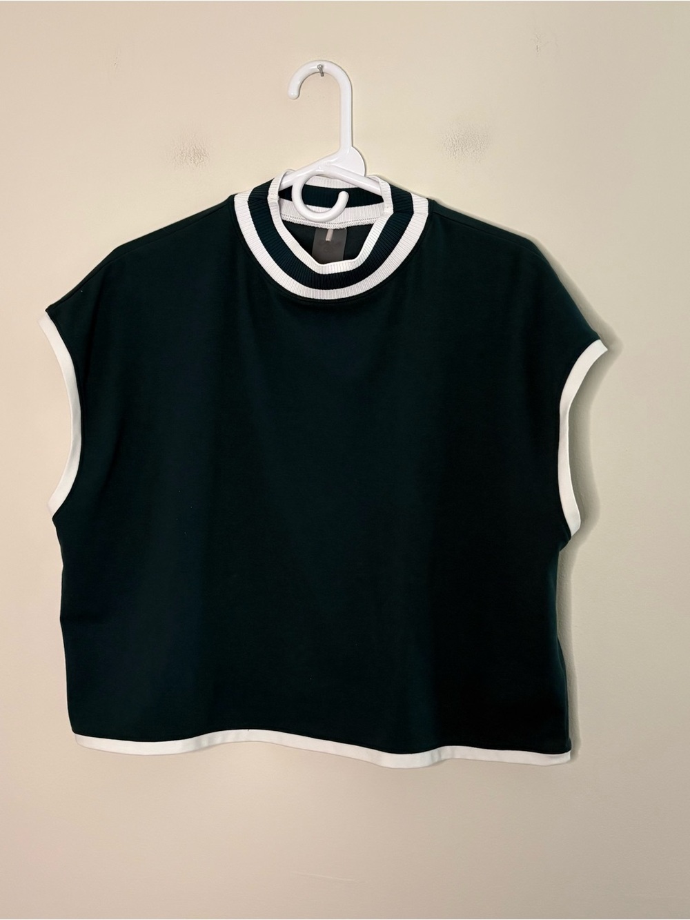 Women’s Calia Rib Mock Crop Tank Sea Green Sz XXL Preppy Fall Academia